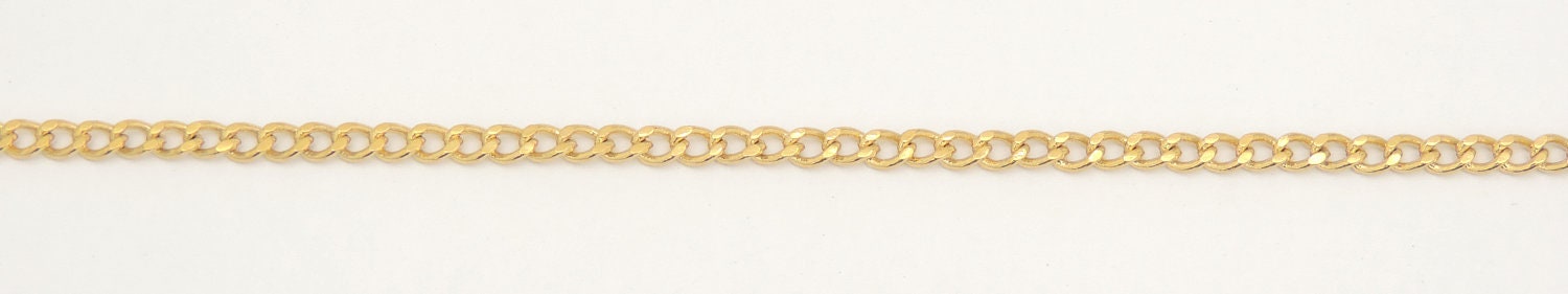 Pinky Gold Filled EP Cuban Chain Curb Chain 18KT Gold Filled Size 17.25" Long 2mm Width 1mm Thickness, Finding, For Jewelry Making CG113