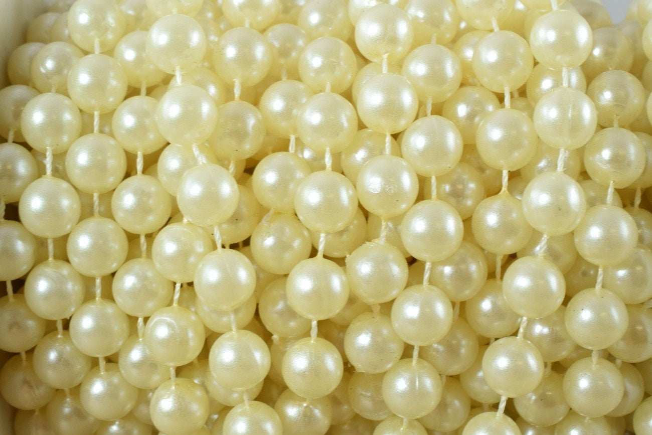 8mm Plastic Pearl Roll 10 Yards Creamy Wedding Pearl Beads on a Spool, Roll, Acrylic Beaded Garland Strand