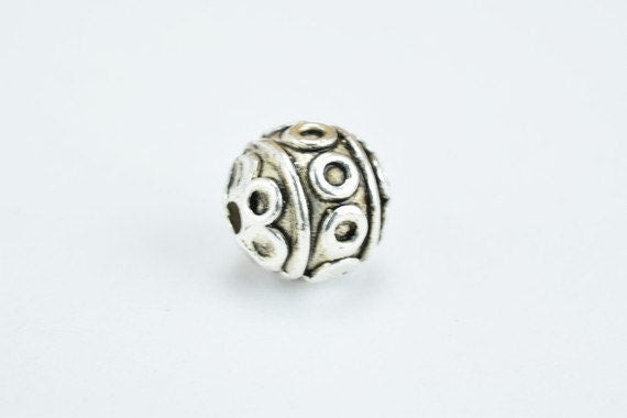 8mm Silver Alloy Beads Tibetan Style Antique Silver Alloy Metal Bracelets Charm Hole Size 1mm For Jewelry