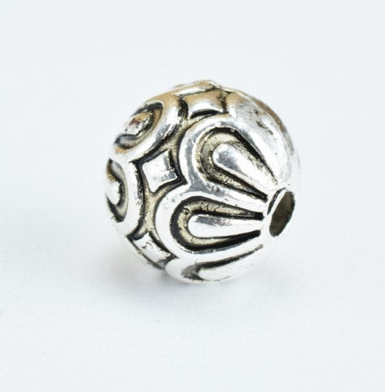 9mm Silver Alloy Beads Tibetan Style Antique Silver Alloy Metal Bracelets Charm Hole Size 1.5mm For Jewelry