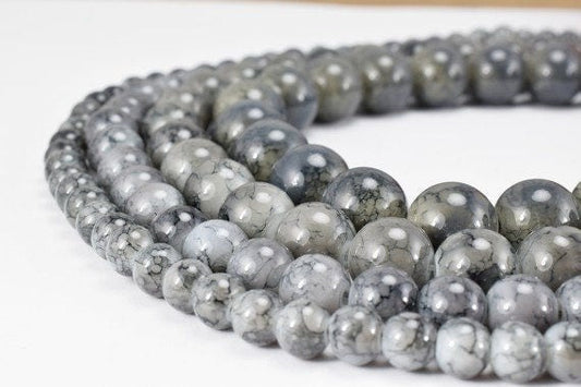 Two Tone Gray Color Glass Beads Round 6mm/8mm/10mm/12mm Shine Round Beads For Jewelry Making