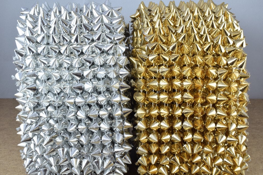 Spike Mesh Roll Trim 5 yard Silver Or Gold Or Black Or Red Color Roll for Costumes and Wedding, Tables, Decorations, Cakes, Jewelry Making