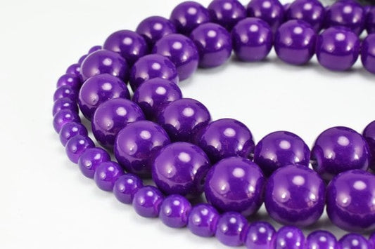 Dark Purple Glass Beads Round 6mm/12mm Shine Round Beads For Jewelry Making Item#789222045241