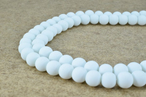 Glass Beads Matte White Rubber Over Glass Size 8mm/10mm Round For Jewelry Making Item#789222045432