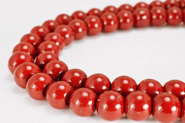 Dark Red Glass Beads Round 8mm Shine Round Beads For Jewelry Making Item #789222045654