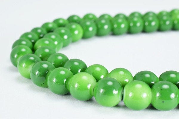 Olive Green Glass Beads Round 8mm Shine Round Beads For Jewelry Making Item #789222045623