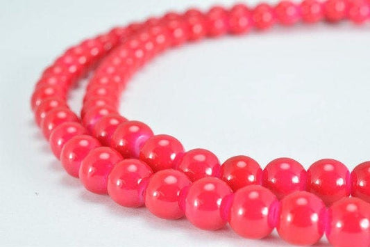 Fuchsia Glass Beads Round 6mm Shine Round Beads For Jewelry Making Item#789222045708