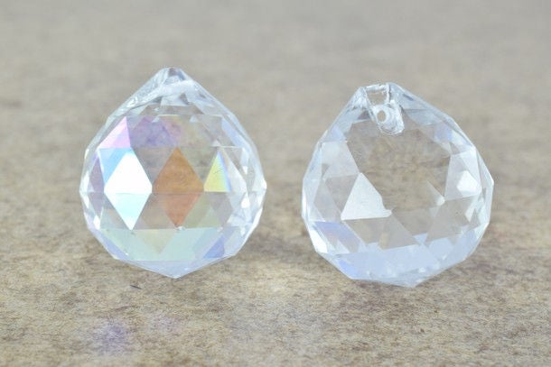Crystal Drop Ball 40mm Clear or Clear AB Iridescent Size 40mm Faceted Chandelier Crystals Prisms Balls