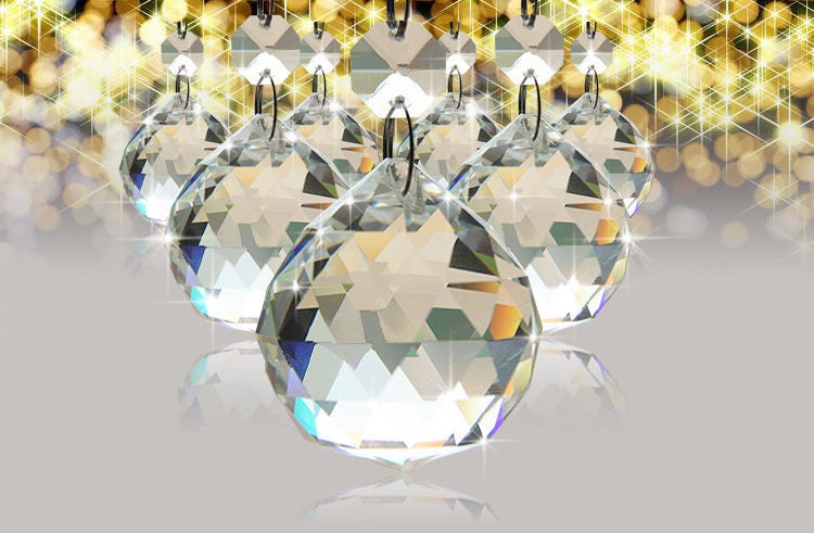 Crystal Drop Ball 20mm Clear or Clear AB Iridescent Size 20mm Faceted Chandelier Crystals Prisms Balls