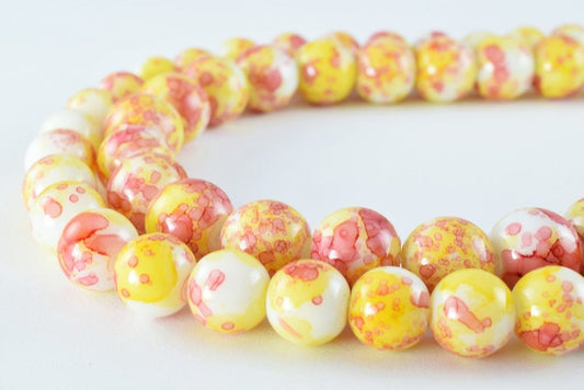 Two Tone Yellow Red Glass Beads Round 10mm/12mm Shine Round Beads For Jewelry Making Item#789222046095