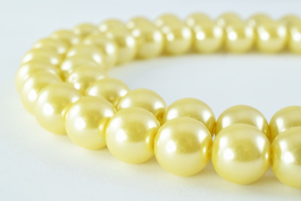 Light Gold Glass Pearl Beads Size 10mm Shine Round Ball Beads for Jewelry Making Item#789222046149