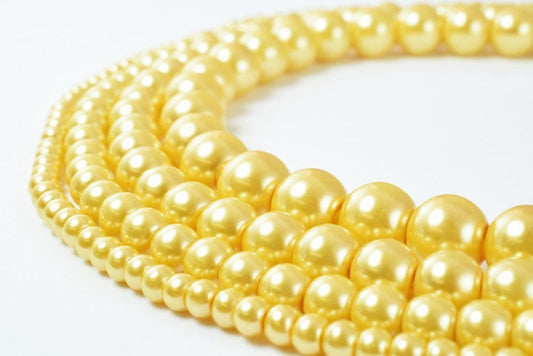 Glass Pearl Beads Round Gold Size 4mm/6mm/8mm/10mm Shine Round Ball Beads for Jewelry Making Item#789222046279