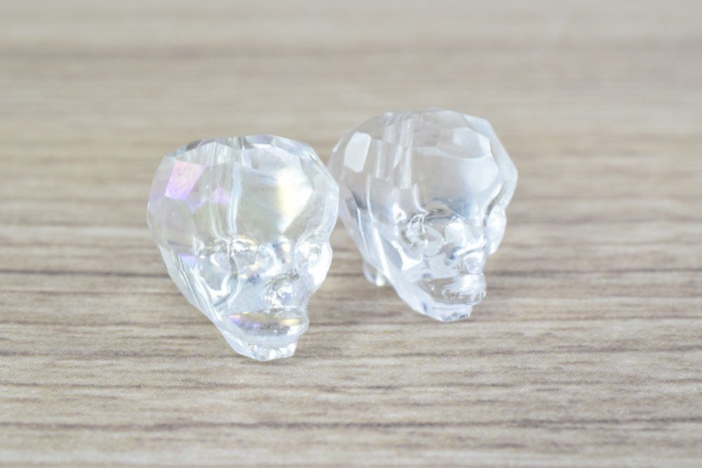 13x 15mm Crystal Skull Beads, Faceted, Skull Jewelry, Wholesale Crystal Charms, Skull Head, Crystals, Skull