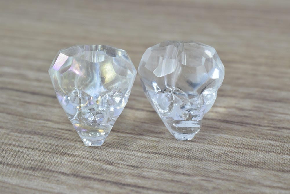 13x 15mm Crystal Skull Beads, Faceted, Skull Jewelry, Wholesale Crystal Charms, Skull Head, Crystals, Skull