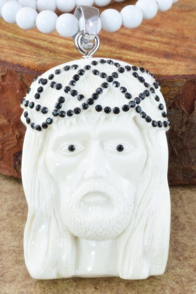 48x50mm Jesus Piece Rhinestone Pendant/Rhinestone Jewelry Large/Pendant,Jesus Pendant Rhinestone Pendant, Silver Pendant, Chunky Pendant