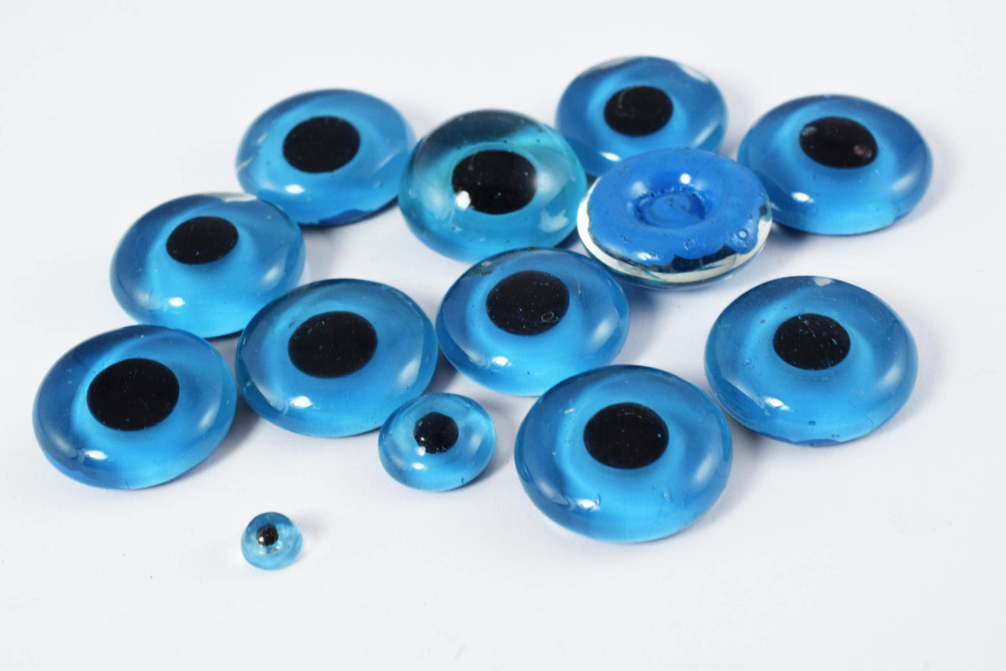 15mm/4mm/3mm Blue Round Evil Eye Flat Back Glass Loose Bead /Flat Evil Eye Charm/Evil Eye Findings, Wholesale Glass Beads/ Evil Eye Jewelry/