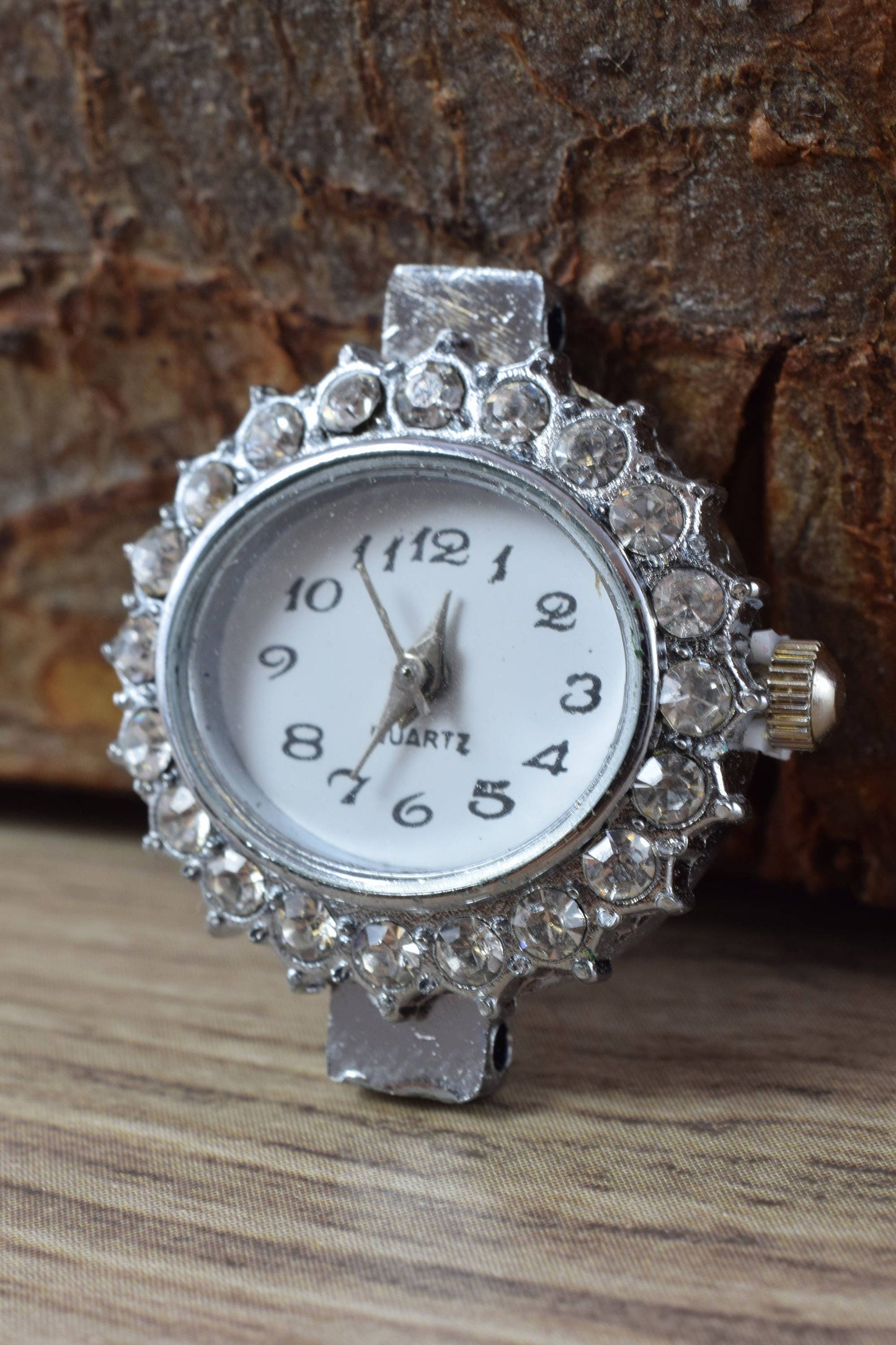 Mixed Sizes Silver Plated Antique Style Watch Face,Rhinestone Encrusted Watch Face, Unique Watches, Round Watch Face,Silver Watch Face