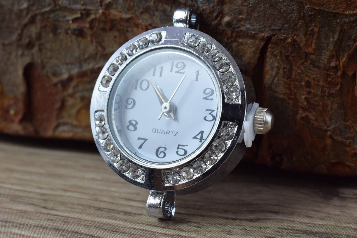 Mixed Sizes Silver Plated Antique Style Watch Face,Rhinestone Encrusted Watch Face, Unique Watches, Round Watch Face,Silver Watch Face