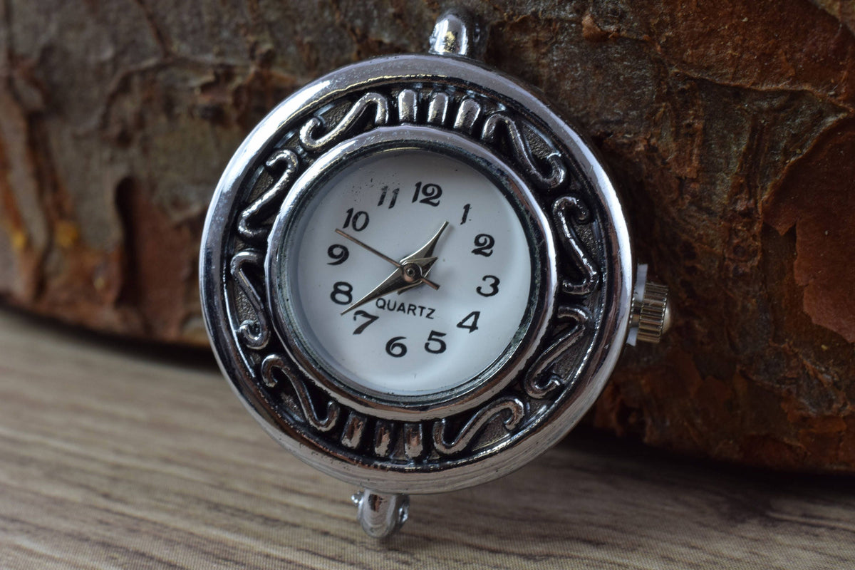 Mixed Sizes Silver Plated Antique Style Watch Face,Rhinestone Encrusted Watch Face, Unique Watches, Round Watch Face,Silver Watch Face