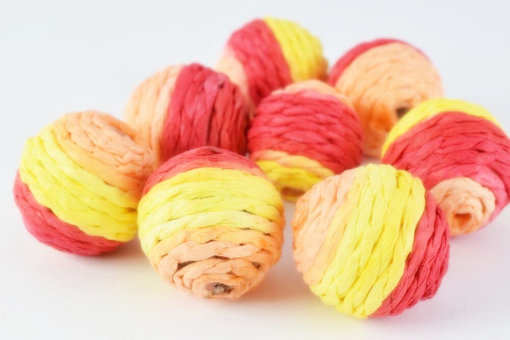 S/M/L Bon Bon Beads Crispin Round Beads, Wooden beads, Wholesale Bead /Wrapped Plastic Bead /Ball Bead, Big Hole/ Wrapped Beads,