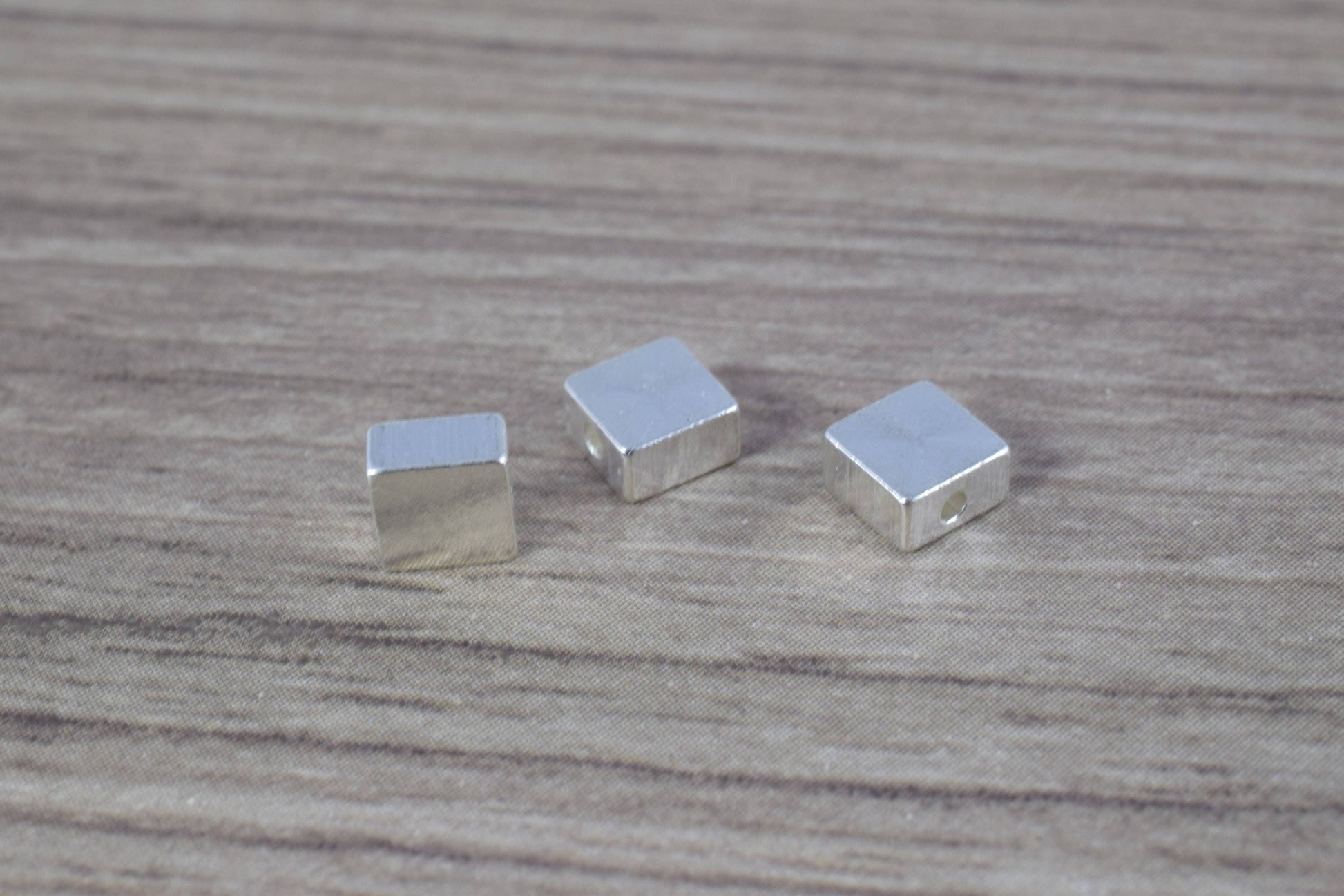 6mm Square Gold/Silver Minimal Beads, 12PCs, 1mm Hole Smooth Beads for Jewelry Making,square cube beads ,Gold Square Metal Beads