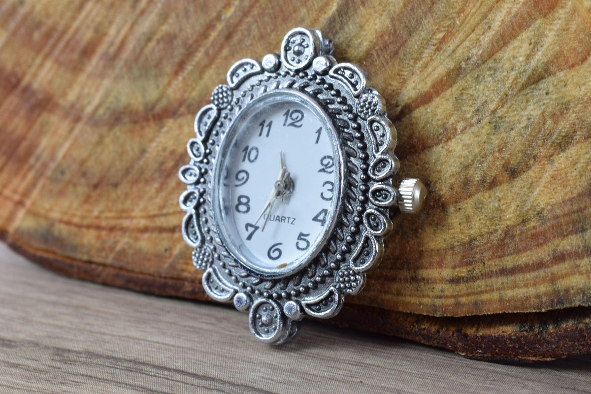 Mixed Sizes Silver Plated Antique Style Watch Face,Rhinestone Encrusted Watch Face, Unique Watches, Round Watch Face,Silver Watch Face