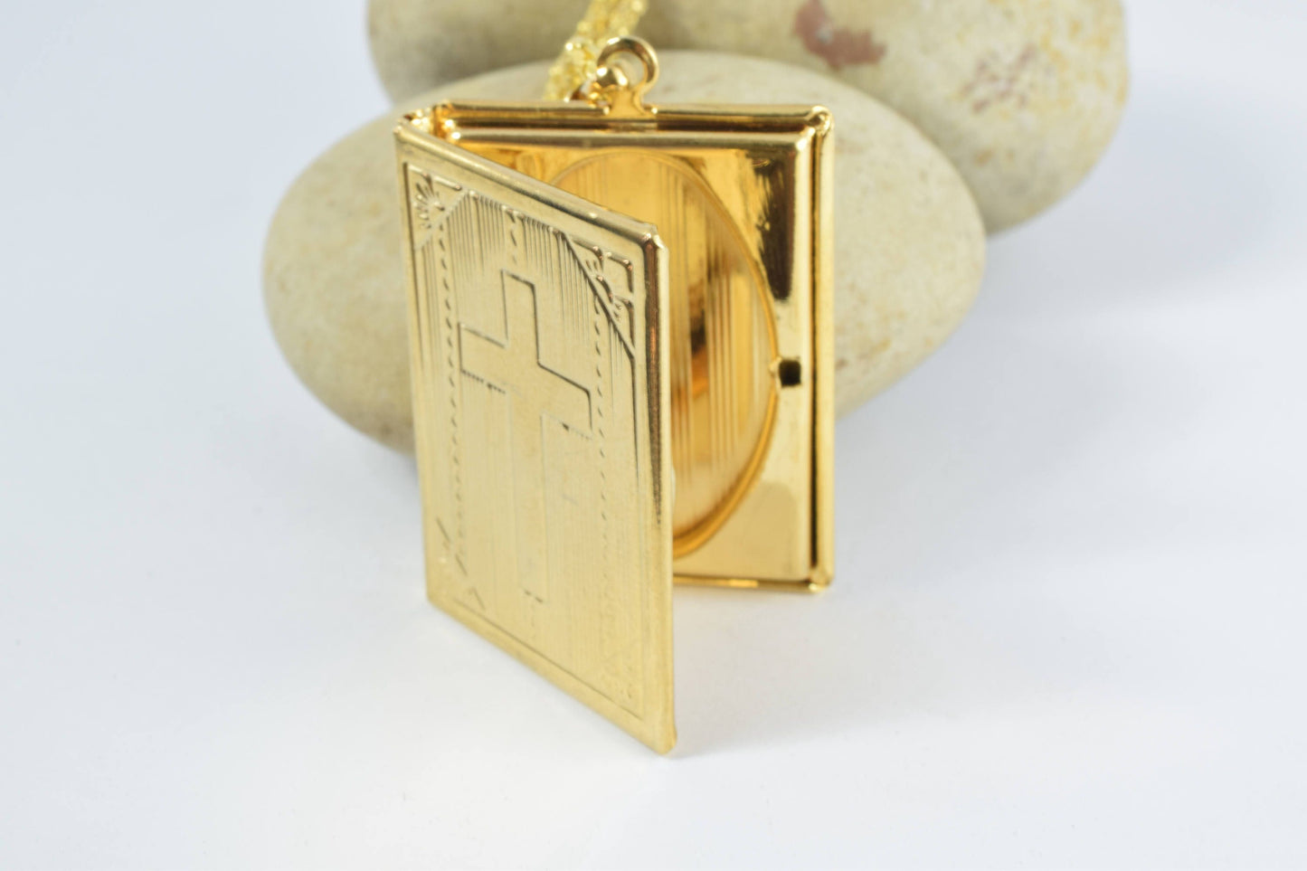 Religious 18KT Gold Filled Booklet Hinge Locket,Religious Bible Locket,Book Locket, Perfume Locket,Locket Prayer, Locket Jewelry Findings