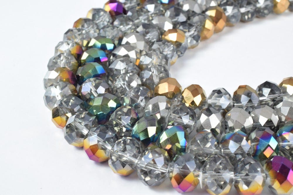 11x14mm 12.5" Strand Rondelle Faceted Various Colored Crystal Beads, Opaque Rondelle Beads,Shaped Crystal, Faceted, Beading, Jewelry making