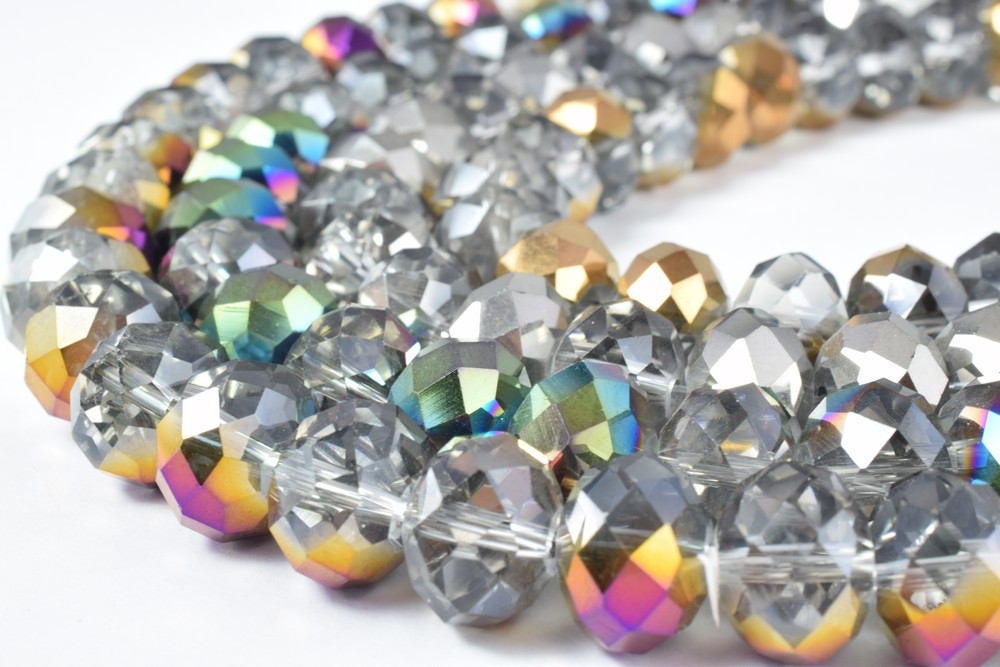 11x14mm 12.5" Strand Rondelle Faceted Various Colored Crystal Beads, Opaque Rondelle Beads,Shaped Crystal, Faceted, Beading, Jewelry making