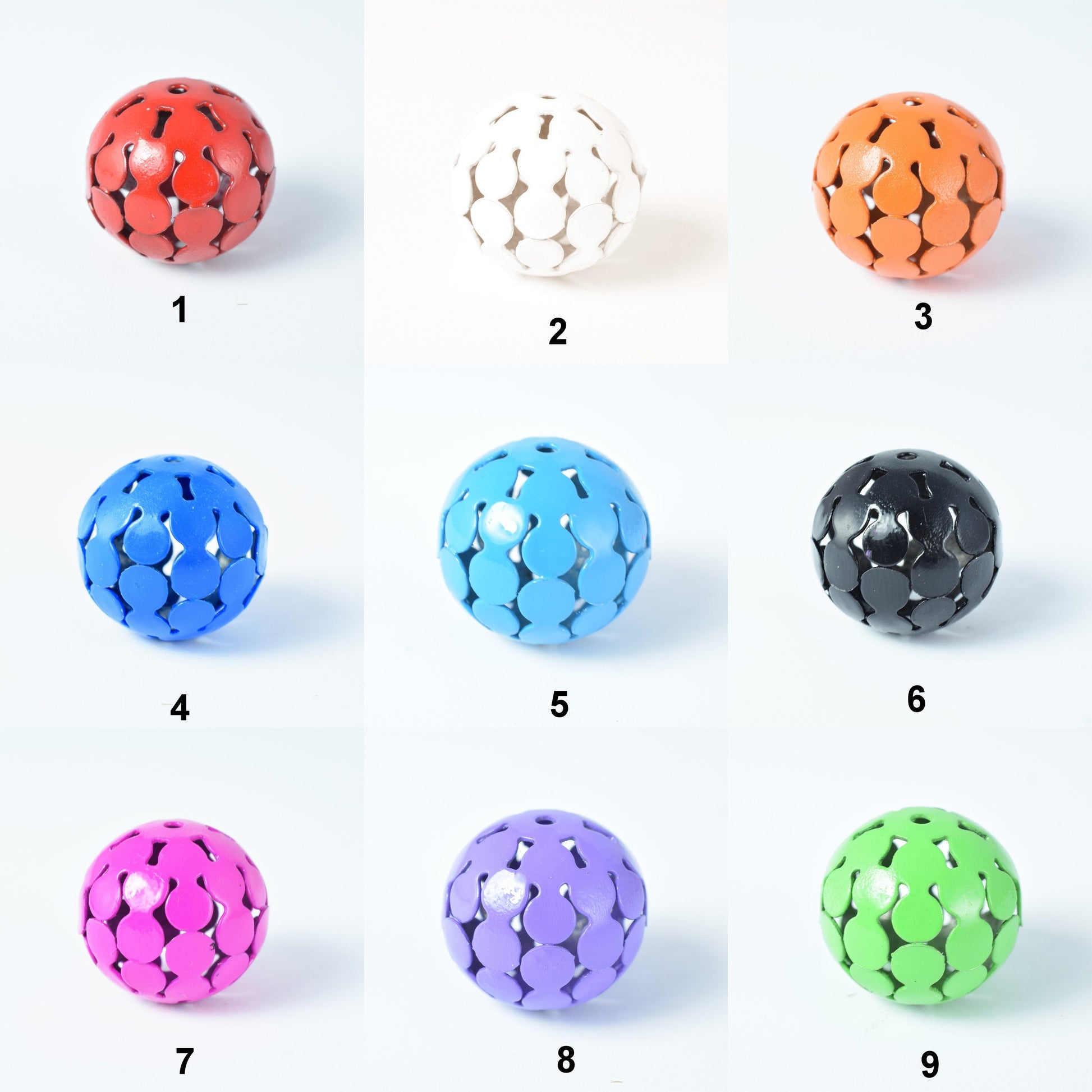 6 PCs Openwork Metal Round Ball Beads Basketball wives large hole Round Beads metal jewelry big hoop earring chunky bead jewelry making