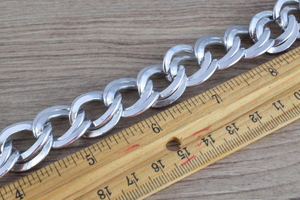 20x20mm Anodized Aluminum Chain, Silver Double Open Link for Handmade bracelet, Necklace Jewelry Accessories. 1 Yard (3 Feets), Item# 1441