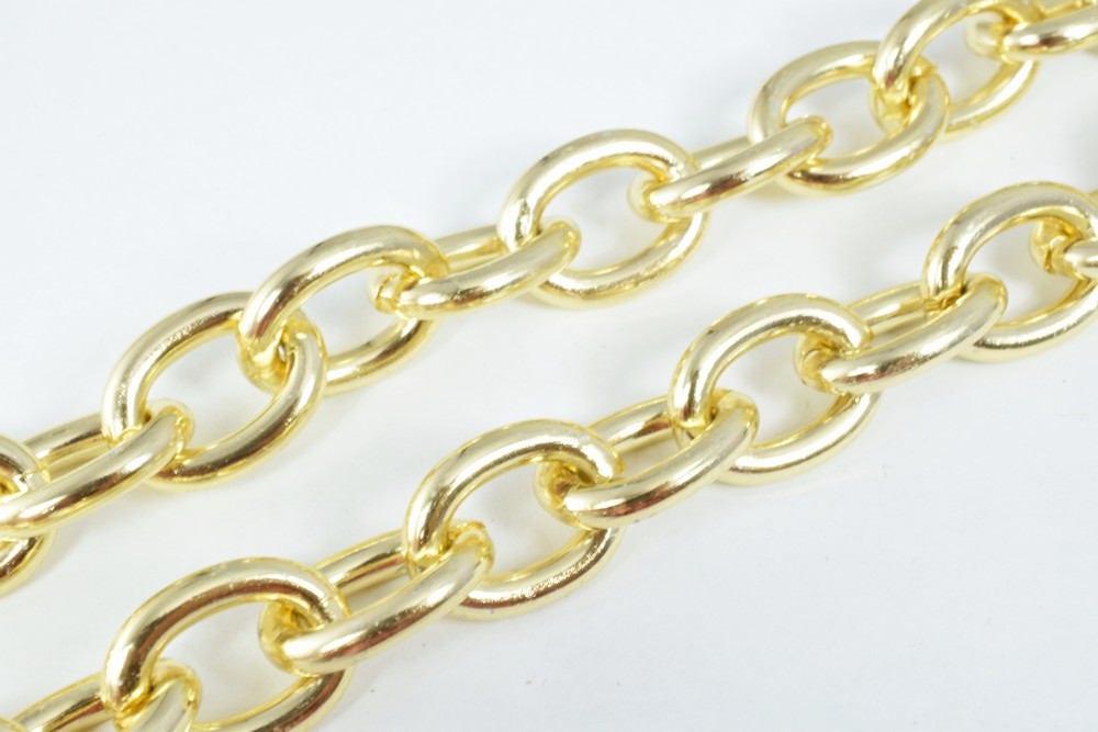 20x15mm Light Gold Aluminum Chain, Open Link for Handmade bracelet, Necklace Jewelry Accessories. 1 Yard (3 Feets), Item# 1443