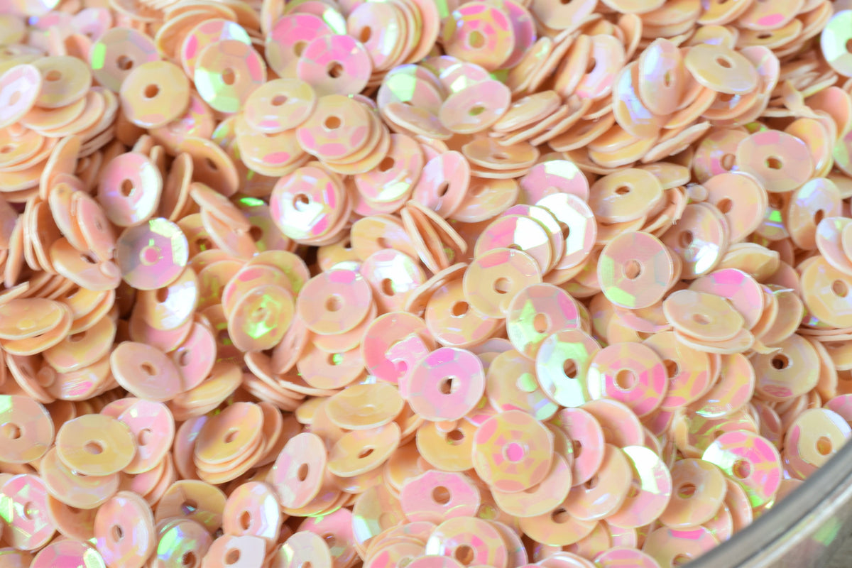 3/4/6mm Peach Baby Pink Cup Iridescent Sequins Sheen Round Sequins/Loose Paillettes,Wholesale Sequins,Shimmering Sequin Apparel