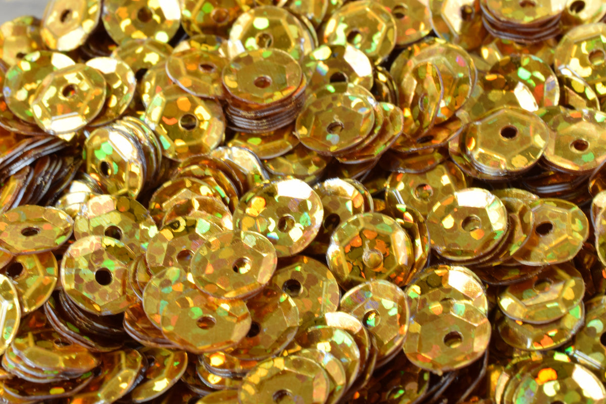 3/4/6mm Deep Gold Glossy Cup Iridescent Sequins Sheen Round Sequins/Loose Paillettes,Wholesale Sequins,Shimmering Sequin Apparel
