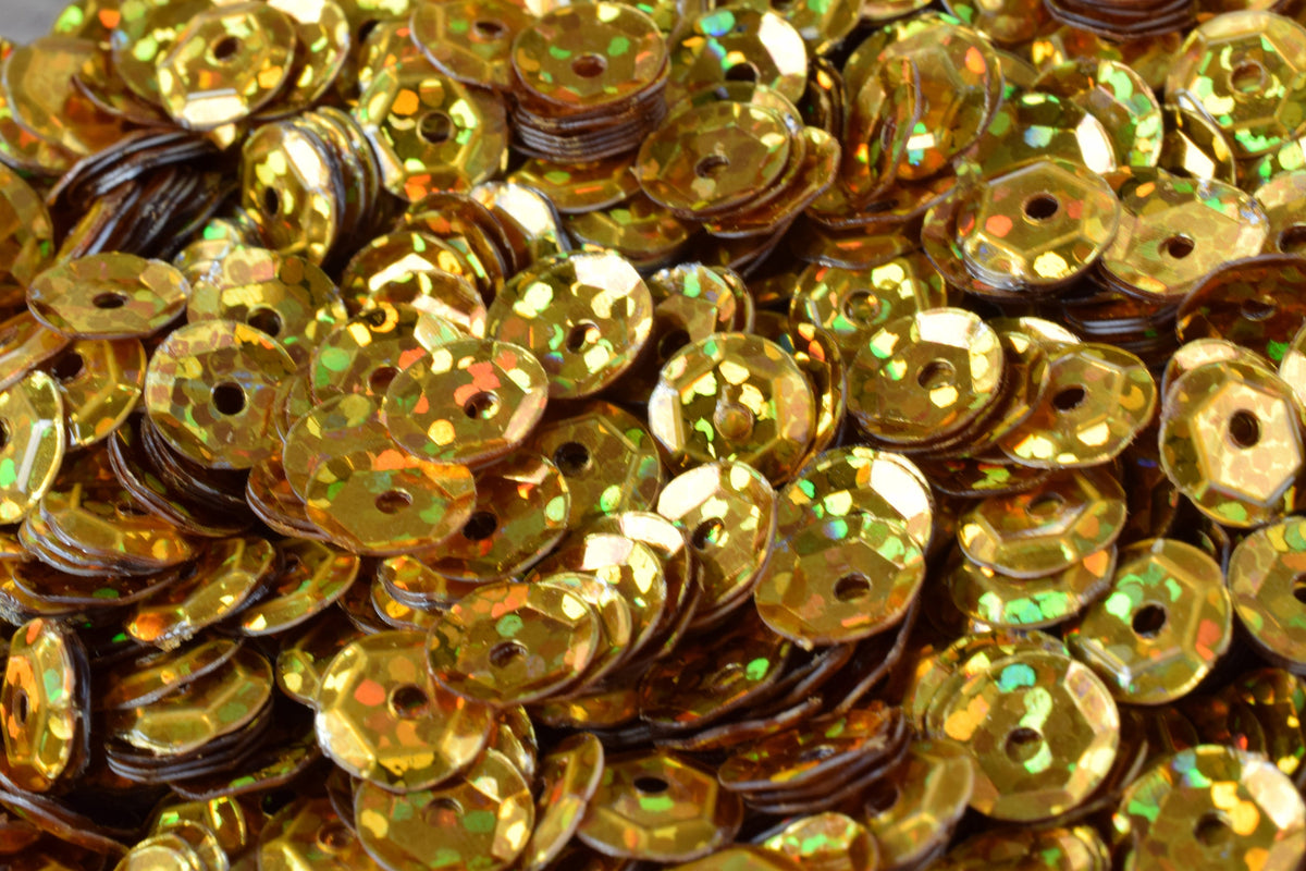 3/4/6mm Deep Gold Glossy Cup Iridescent Sequins Sheen Round Sequins/Loose Paillettes,Wholesale Sequins,Shimmering Sequin Apparel