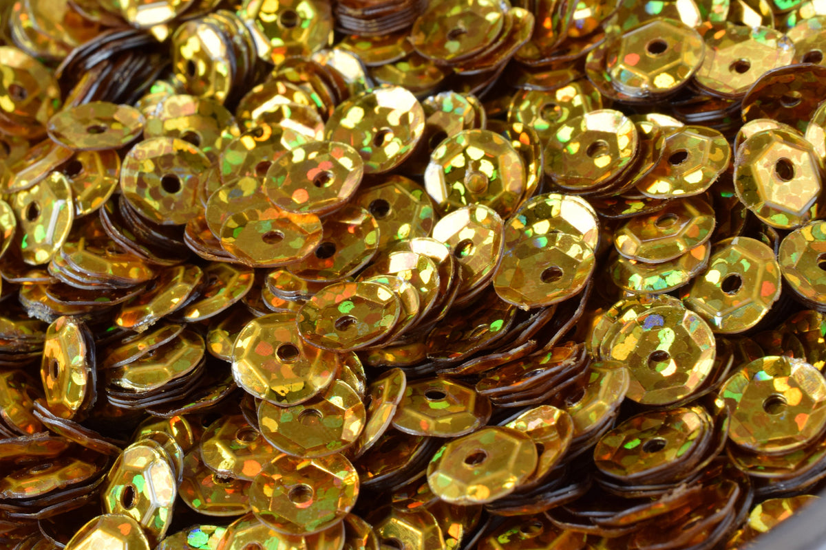 3/4/6mm Deep Gold Glossy Cup Iridescent Sequins Sheen Round Sequins/Loose Paillettes,Wholesale Sequins,Shimmering Sequin Apparel