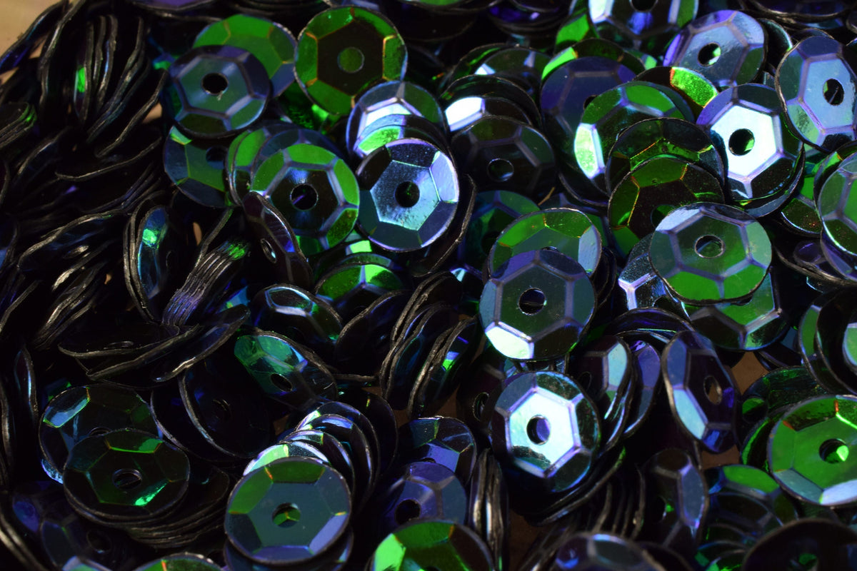 3/4/6mm Dark Blue Green Cup Glossy Iridescent Sequins Sheen Round Sequins/Loose Paillettes,Wholesale Sequins,Shimmering Sequin Apparel