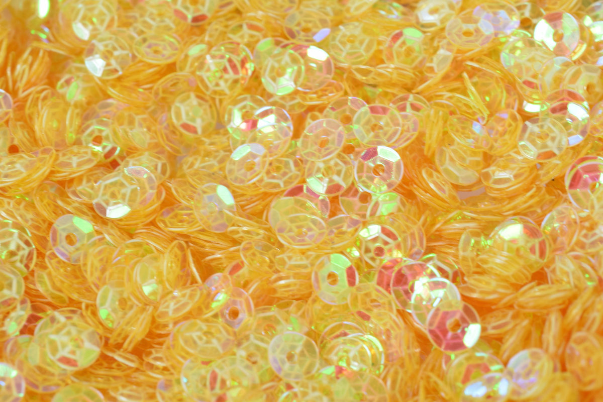 3/4/6mm Translucent Yellow Cup Glossy Iridescent Sequins Sheen Round Sequins/Loose Paillettes,Wholesale Sequins,Shimmering Sequin Apparel