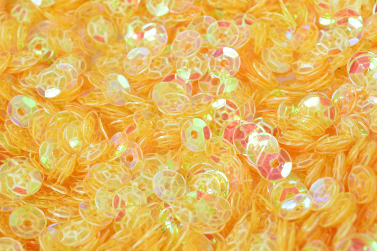 3/4/6mm Translucent Yellow Cup Glossy Iridescent Sequins Sheen Round Sequins/Loose Paillettes,Wholesale Sequins,Shimmering Sequin Apparel