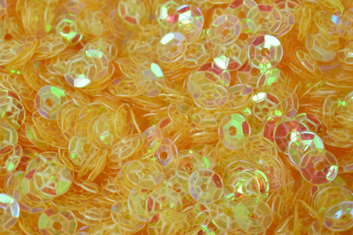 3/4/6mm Translucent Yellow Cup Glossy Iridescent Sequins Sheen Round Sequins/Loose Paillettes,Wholesale Sequins,Shimmering Sequin Apparel
