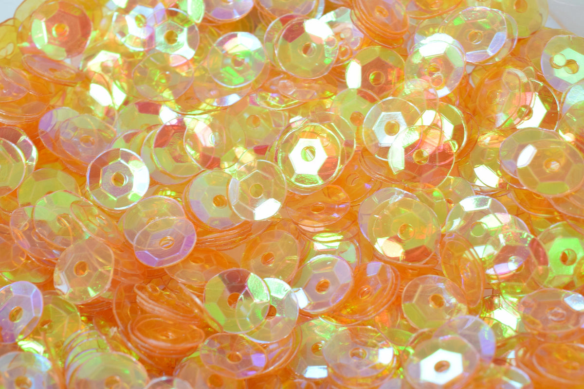 3/4/6mm Translucent Orange Cup Glossy Iridescent Round Sequins/Loose Paillettes,Decorations,garland,applique,trimssewing,theater,costume
