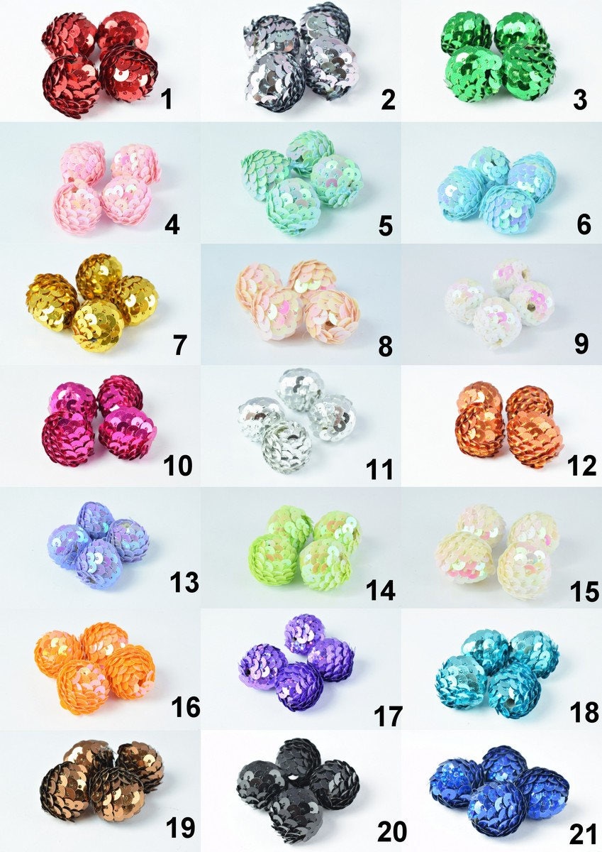 Sequin Ball Beads Bubblegum Bead/Gumball/Chunky Bead/Chunky Sequin Bead/21 Color 3 Sizes