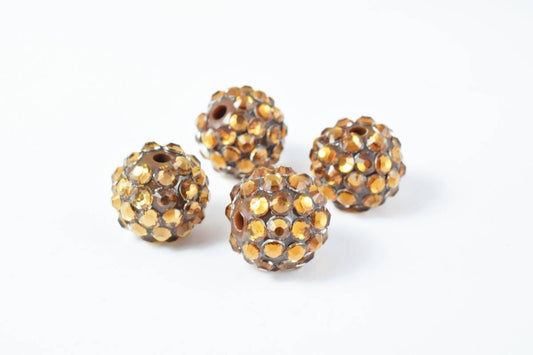 14mm Rhinestone Resin Beads, Shamballa, Round Ball Beads, for Macrame Bracelet, Basketball wives Earring 6 Colors set of 10 PCs