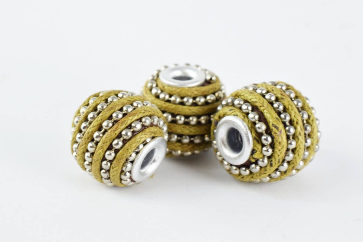 14x13mm Indonesian Clay Beads Handmade Beads 6 PCs, Bohemian Bali Style Jewelry Making Decorative Round Beads