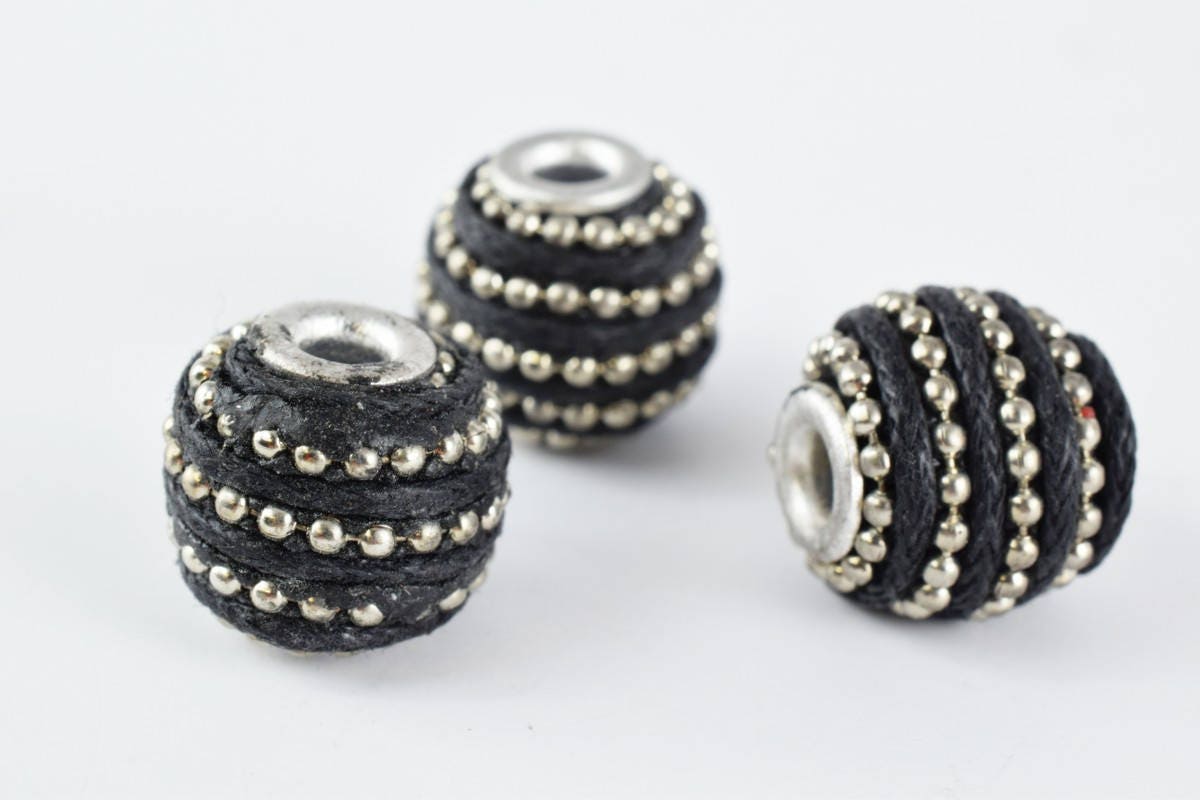 14x13mm Indonesian Clay Beads Handmade Beads 6 PCs, Bohemian Bali Style Jewelry Making Decorative Round Beads