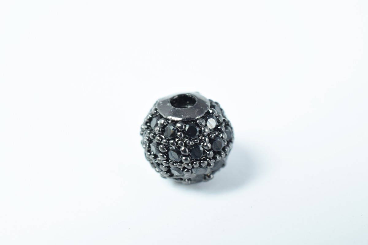 Pave CZ Rhinestone Beads 6mm High Quality 2mm Large Hole Round Bead 4 Colors