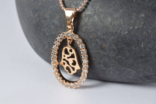 18K Pinky as as Gold Filled* tarnish resistant Hamsa Pendant Size 30x15mm, Bail Size 5mm, With CZ Clear Cubic Zirconia For Jewelry Making