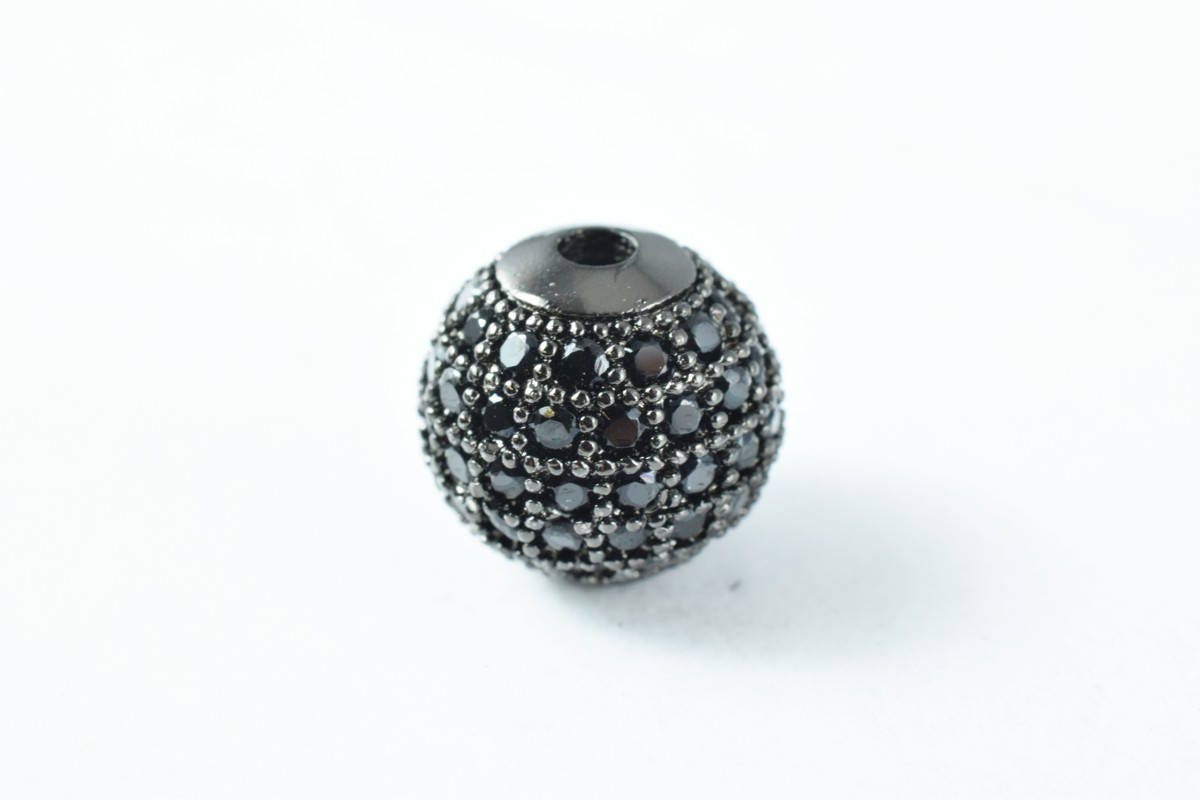 Pave CZ Rhinestone Beads 10mm High Quality 2mm Large Hole Round Bead 4 Colors