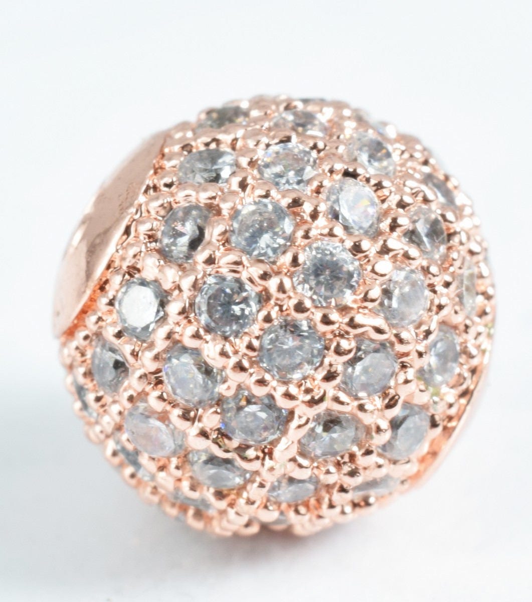 Pave CZ Rhinestone Beads 10mm High Quality 2mm Large Hole Round Bead 4 Colors