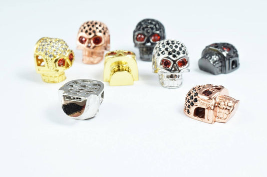 Skull Micro Pave CZ Rhinestone Spacer Beads High Quality 4 Colors